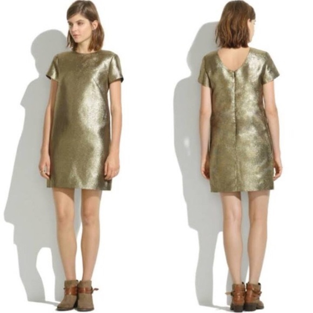 NWOT: Madewell Metalllic Gold  Dress